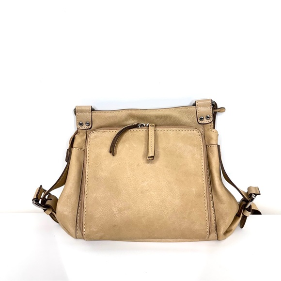 Fossil Tan Leather Adjustable Cross Body Purse Multi Compartment Bag Tan Cream - Picture 8 of 16